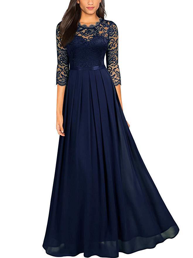 W&W Mode | Elegantes Chiffon Kleid Mit Spitzen Einsätzen Für Brautjungfern