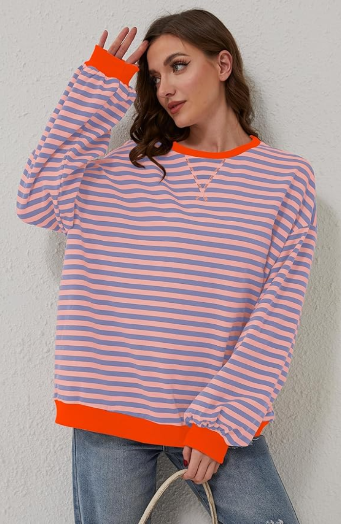 Drune | Gestreifter Pullover in Übergröße