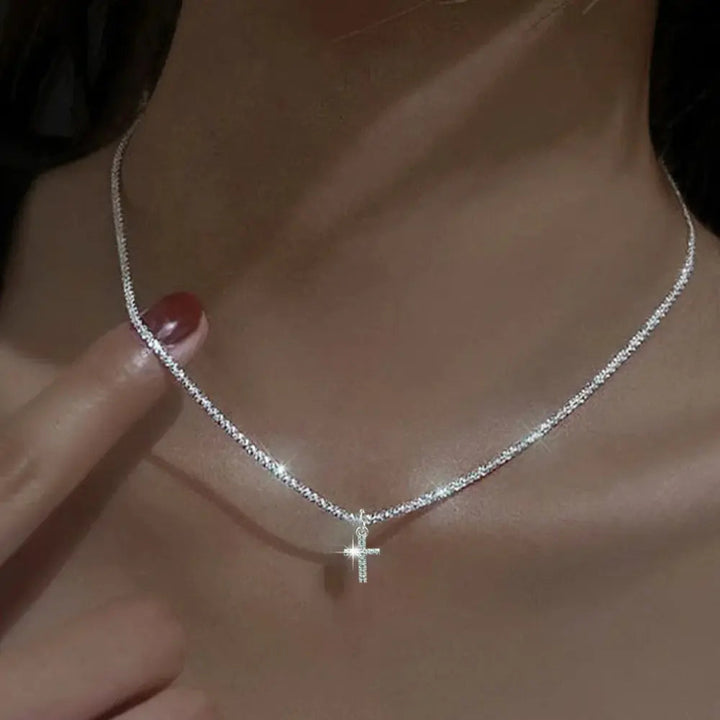 W&W Mode | Sterling Silber Kreuz Zirkonia Halskette Für Damen