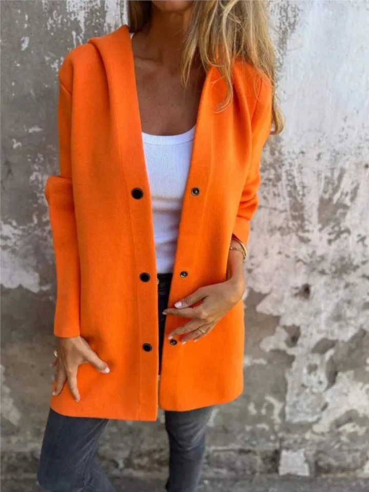 Drune | Lange Strickjacken Für Damen Eleganter Strickjacke Mit Kapuze Und Knöpfen
