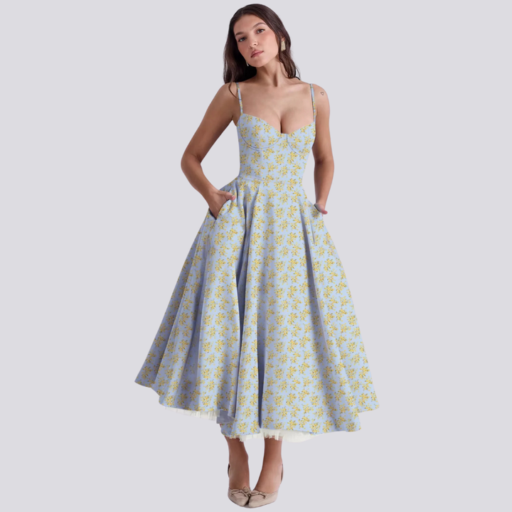 W&W Mode | Midi Kleid Mit Blumenkorsatzt Für Damen