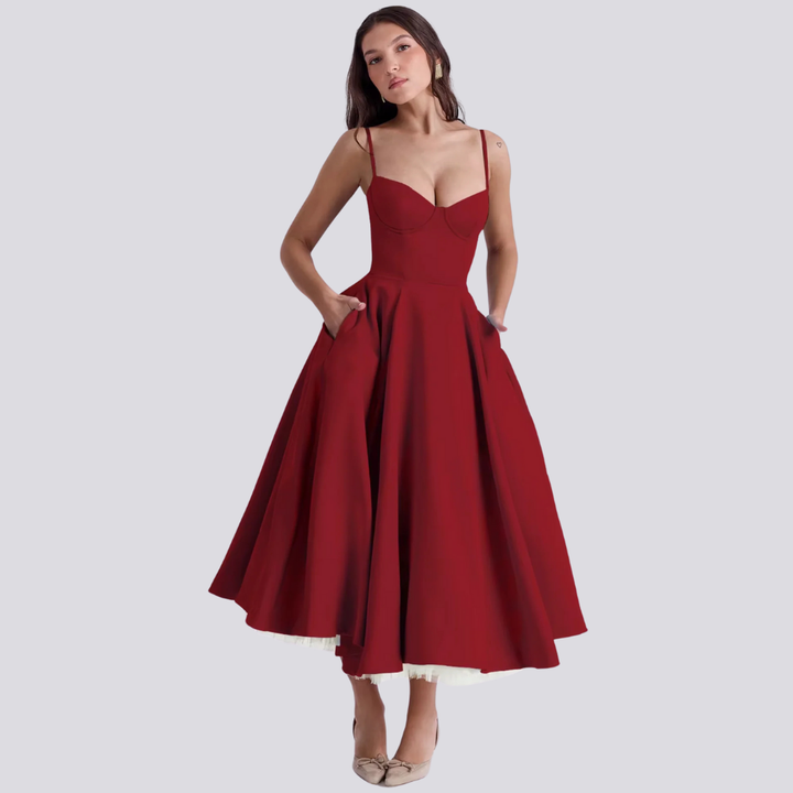 W&W Mode | Midi Kleid Mit Blumenkorsatzt Für Damen
