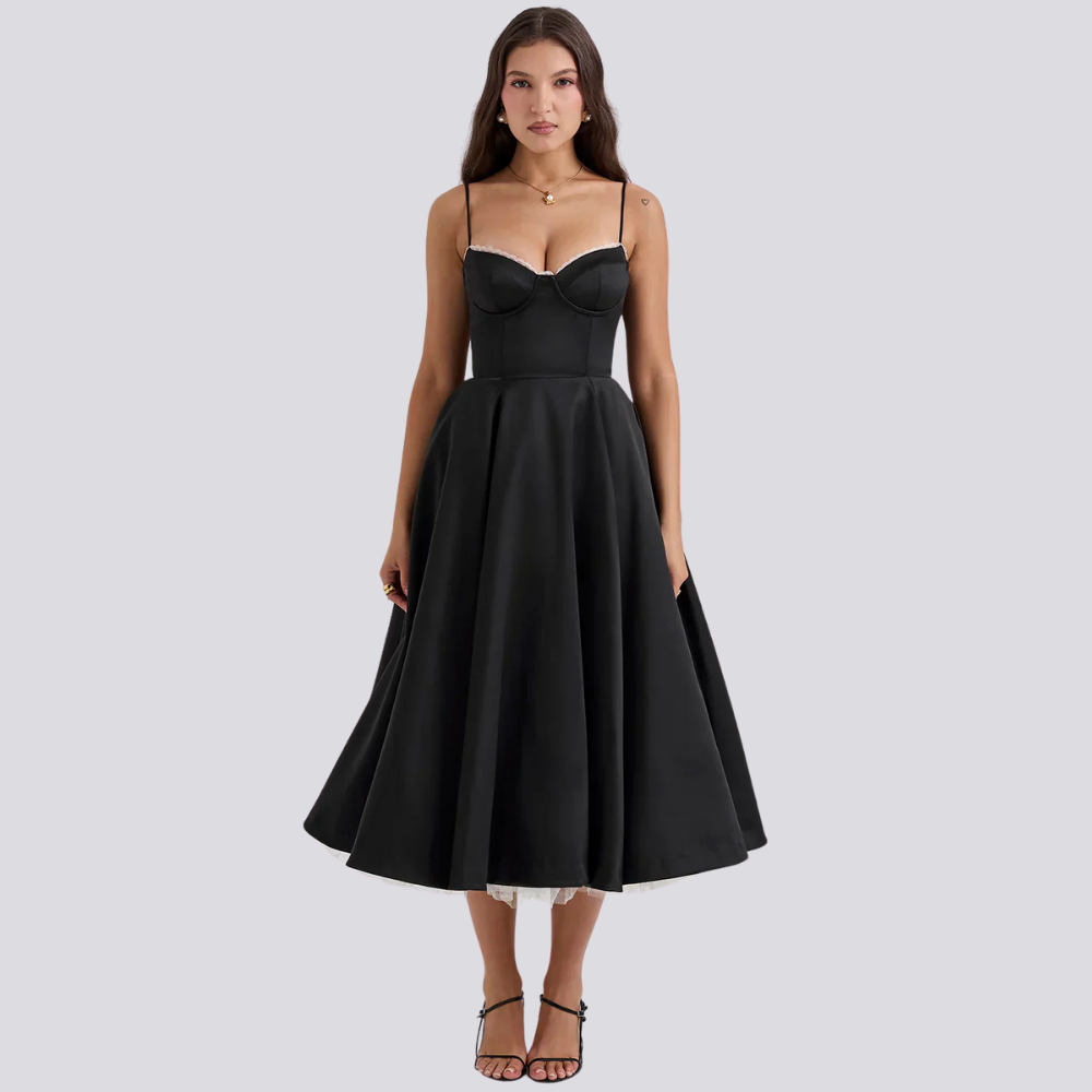 W&W Mode | Midi Kleid Mit Blumenkorsatzt Für Damen