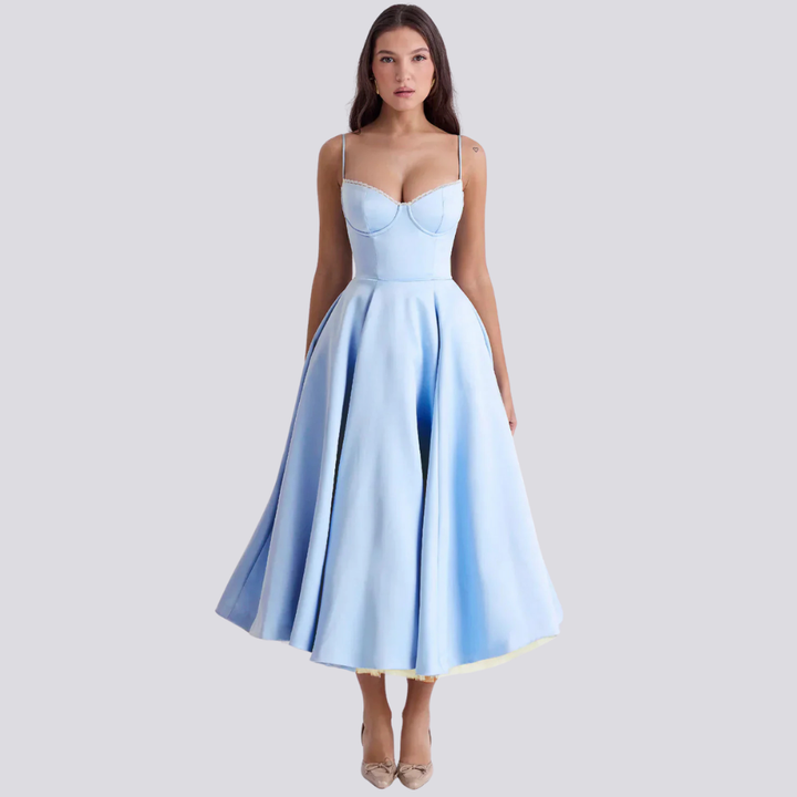 W&W Mode | Midi Kleid Mit Blumenkorsatzt Für Damen