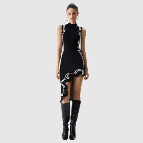 Drune | Ärmelloses Kleid mit Kontrastpaspelierung
