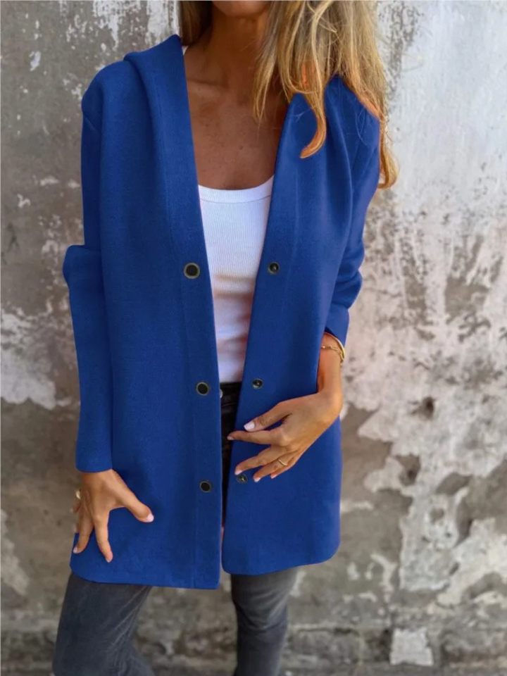 Drune | Lange Strickjacken Für Damen Eleganter Strickjacke Mit Kapuze Und Knöpfen