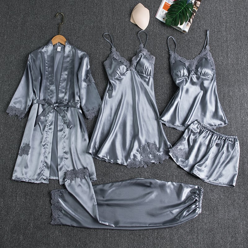 Drune | Luxuriöses Satin Nachtkleid Set
