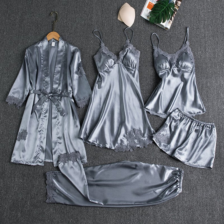 Drune | Luxuriöses Satin Nachtkleid Set