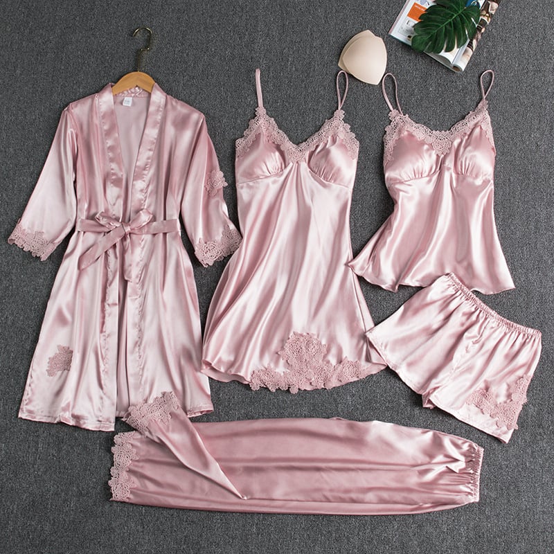 Drune | Luxuriöses Satin Nachtkleid Set