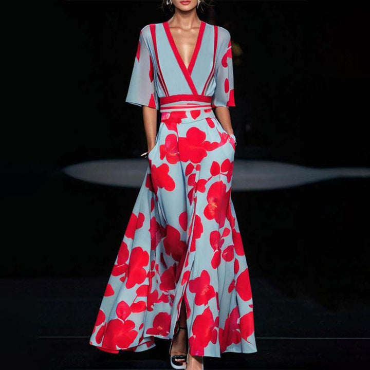 Drune | Kurzärmeliges Maxikleid Lässig Und Stilvoll