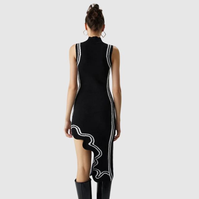 Drune | Ärmelloses Kleid mit Kontrastpaspelierung