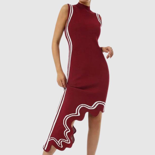 Drune | Ärmelloses Kleid mit Kontrastpaspelierung