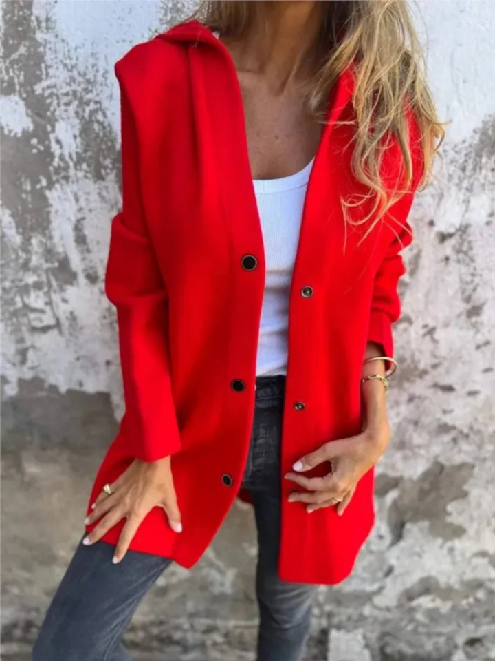 Drune | Lange Strickjacken Für Damen Eleganter Strickjacke Mit Kapuze Und Knöpfen