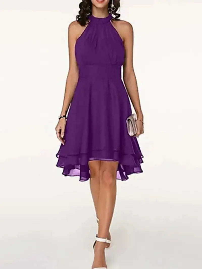 W&W Mode | Elegante Ärmelloses Chiffon Kleid
