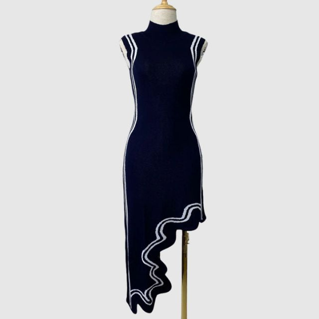 Drune | Ärmelloses Kleid mit Kontrastpaspelierung