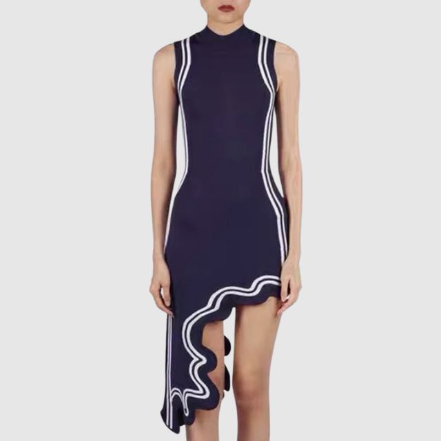 Drune | Ärmelloses Kleid mit Kontrastpaspelierung