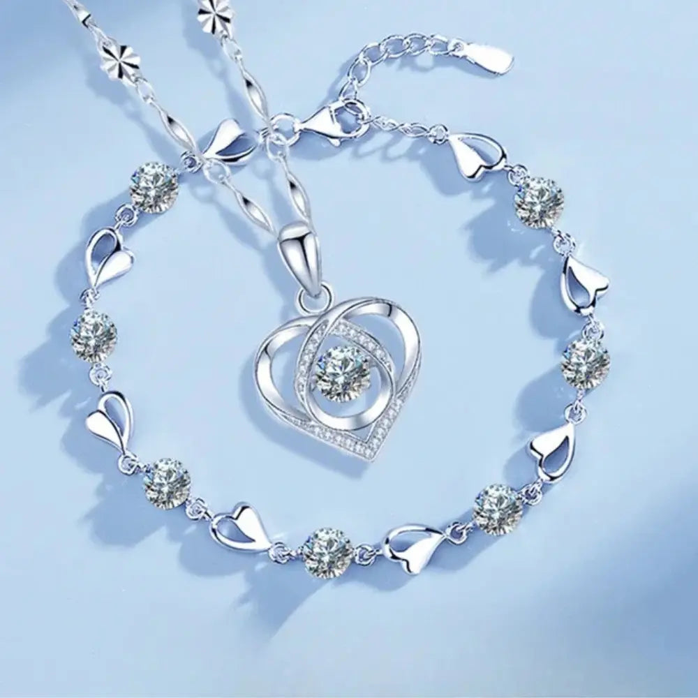 W&W Mode - Elegantes Herz Schmuckset 925 Sterling Silber
