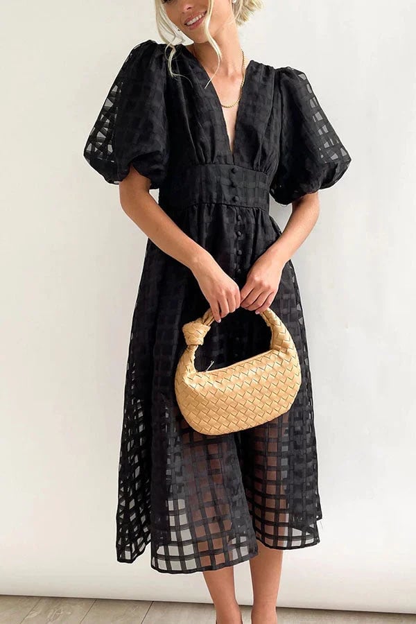 Drune | Midikleid mit Puffärmeln