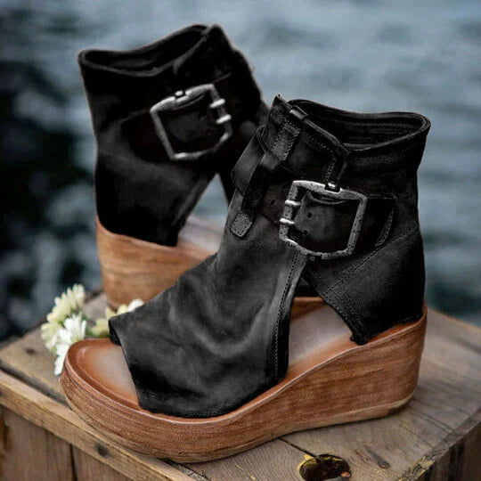 Drune | Offene High Top Sandalen Mit Keilabsatz Und Schnalle Für Damen