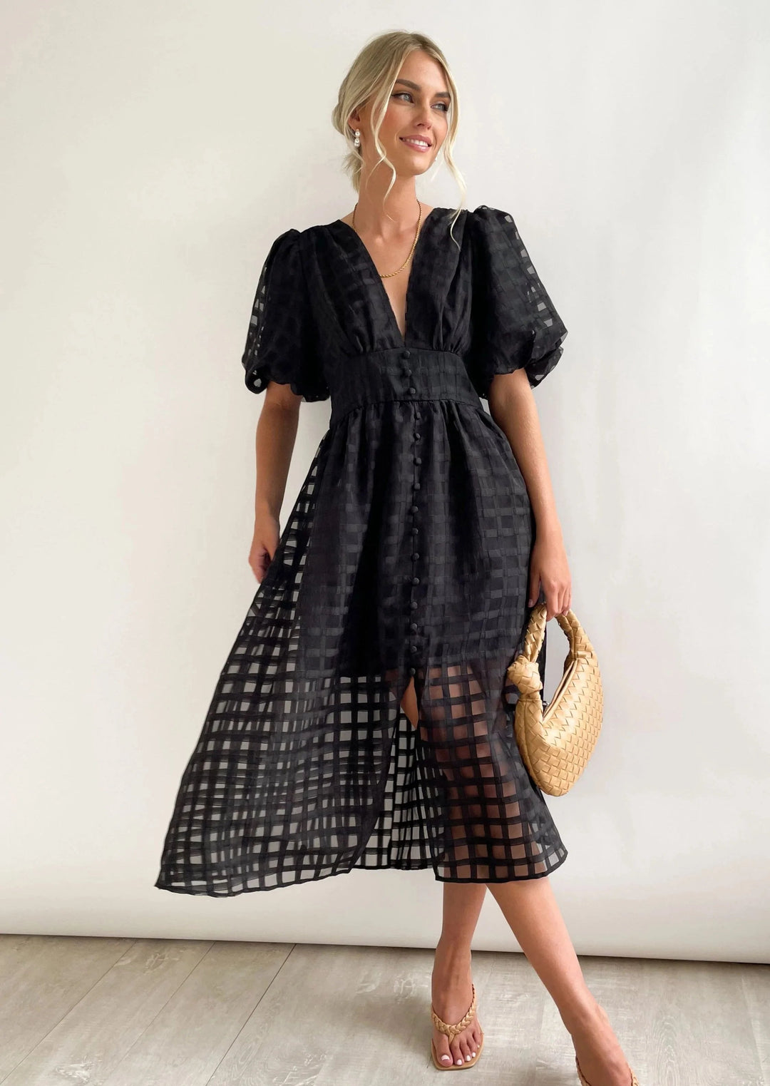 Drune | Midikleid mit Puffärmeln
