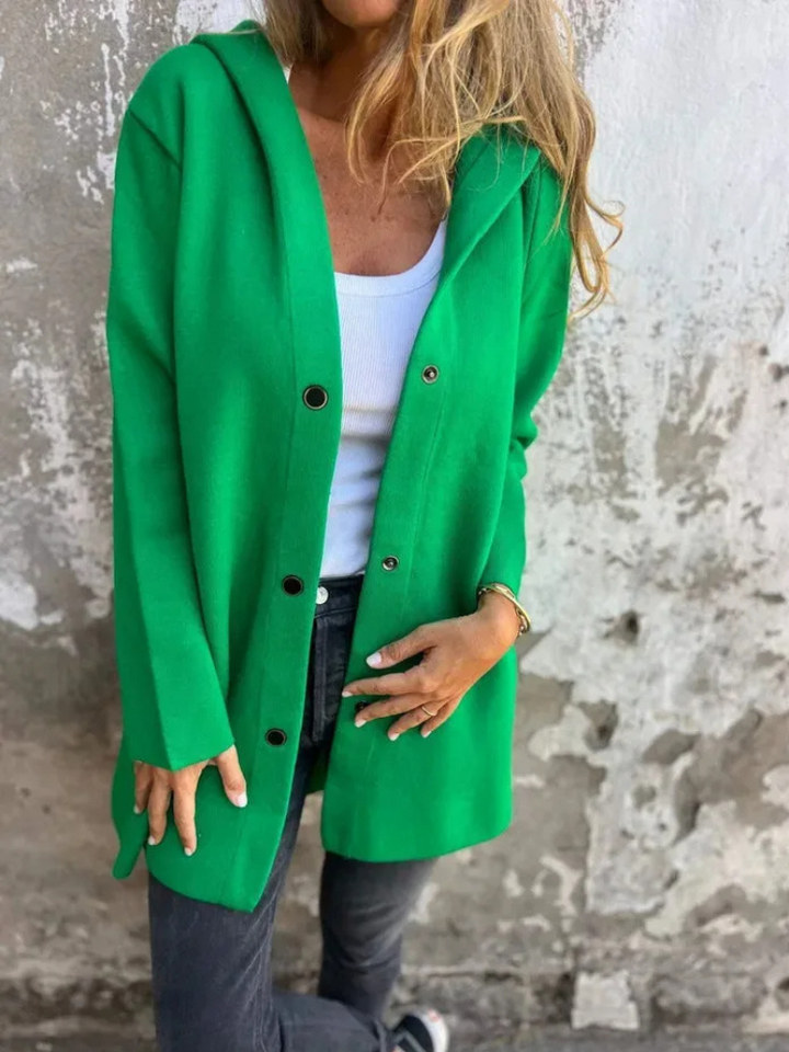 Drune | Lange Strickjacken Für Damen Eleganter Strickjacke Mit Kapuze Und Knöpfen