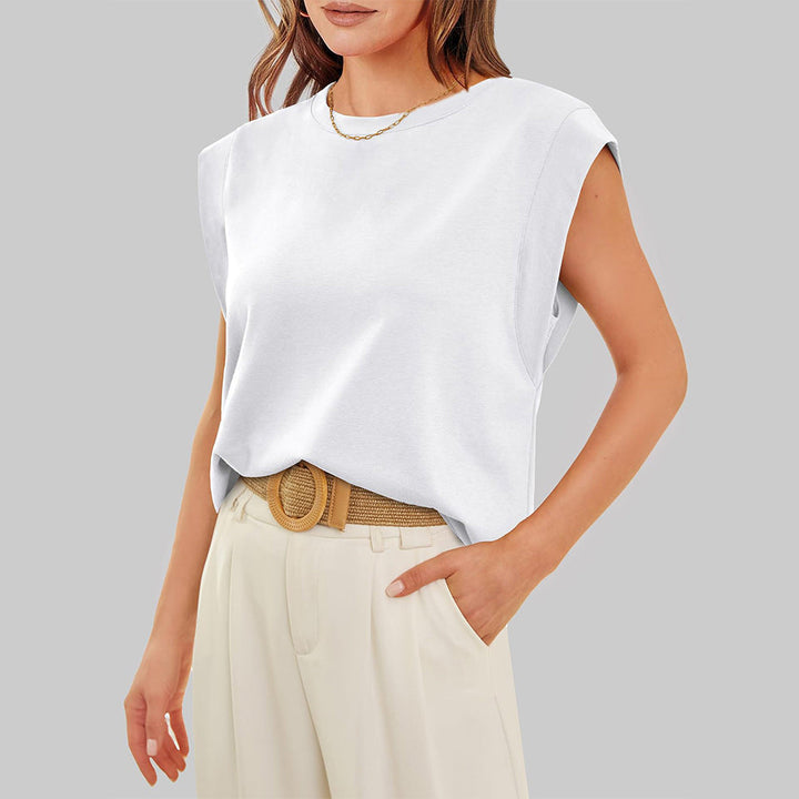 Drune | Damen Frühling und Sommer Rundhals ärmelloses T-Shirt