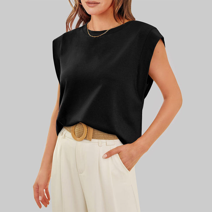 Drune | Damen Frühling und Sommer Rundhals ärmelloses T-Shirt