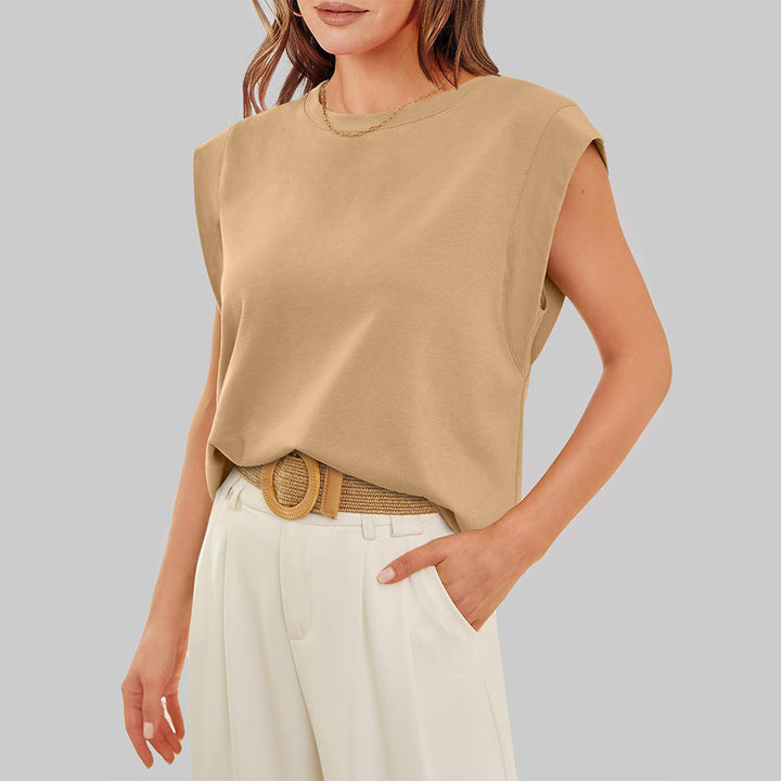 Drune | Damen Frühling und Sommer Rundhals ärmelloses T-Shirt