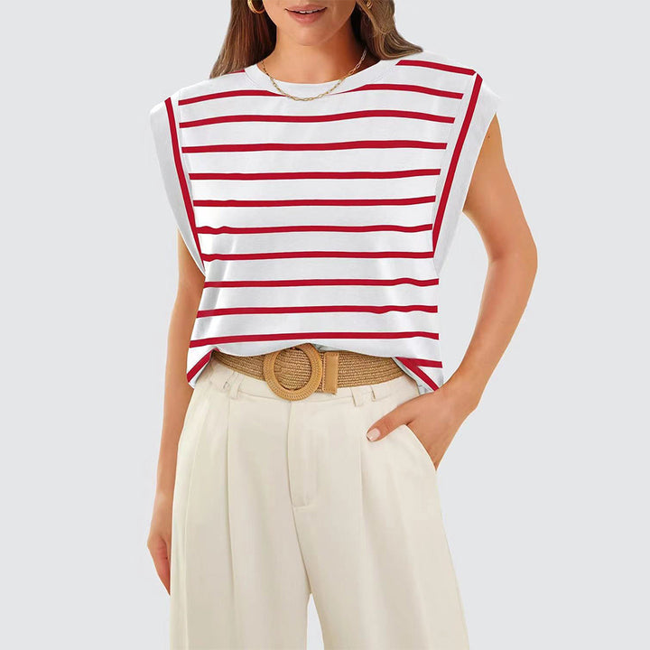 Drune | Damen Frühling und Sommer Rundhals ärmelloses T-Shirt