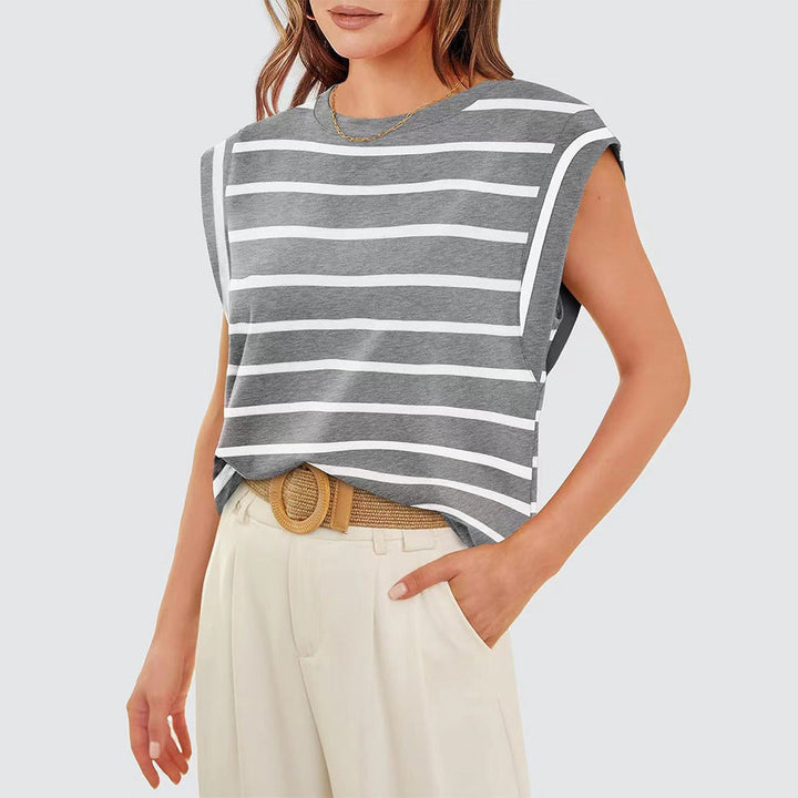 Drune | Damen Frühling und Sommer Rundhals ärmelloses T-Shirt