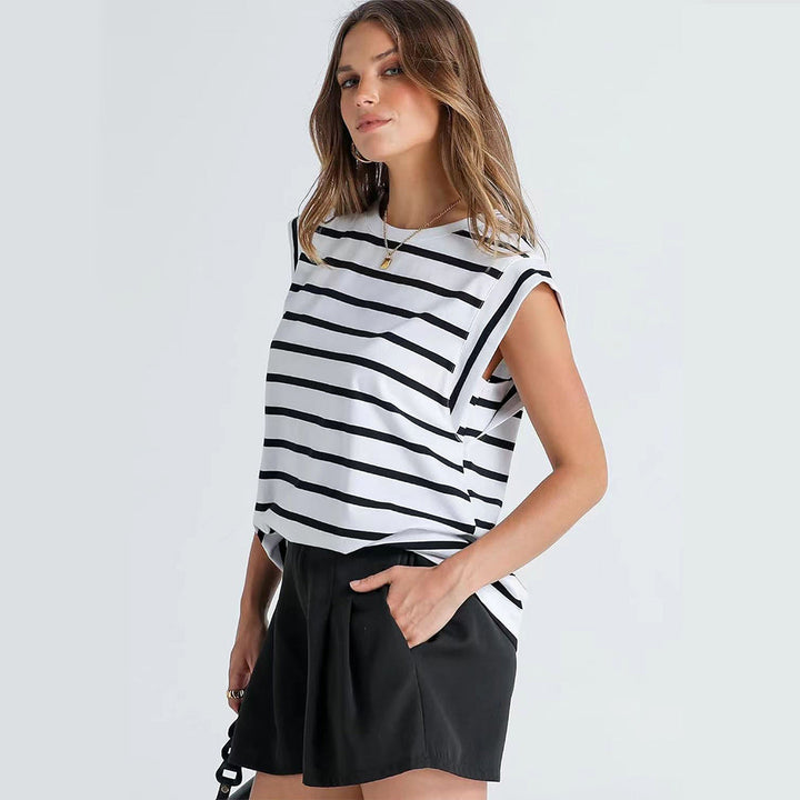 Drune | Damen Frühling und Sommer Rundhals ärmelloses T-Shirt