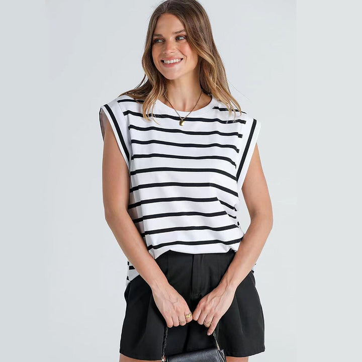 Drune | Damen Frühling und Sommer Rundhals ärmelloses T-Shirt