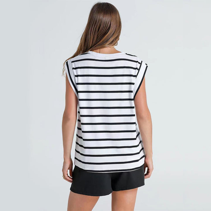 Drune | Damen Frühling und Sommer Rundhals ärmelloses T-Shirt