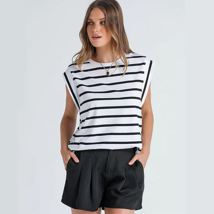 Drune | Damen Frühling und Sommer Rundhals ärmelloses T-Shirt