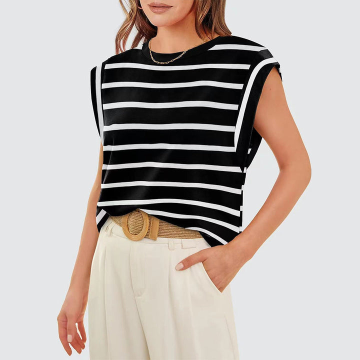 Drune | Damen Frühling und Sommer Rundhals ärmelloses T-Shirt