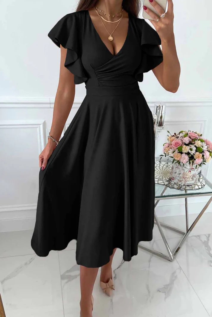W&W Mode | Elegantes Midi Kleid Mit Schmetterlingsärmeln
