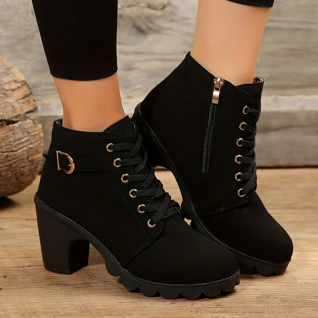 W&W Mode | Elegante Schnürstiefel Mit Absatz Für Damen