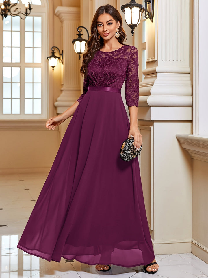 W&W Mode | Elegantes Maxi Kleid Mit Spitze Und Chiffon Für Damen