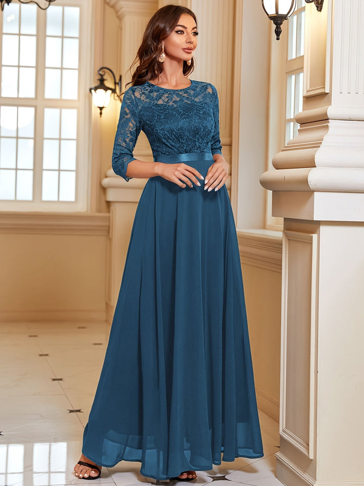 W&W Mode | Elegantes Maxi Kleid Mit Spitze Und Chiffon Für Damen