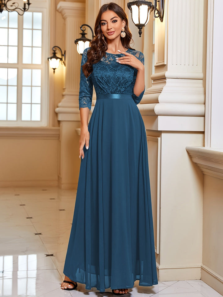 W&W Mode | Elegantes Maxi Kleid Mit Spitze Und Chiffon Für Damen