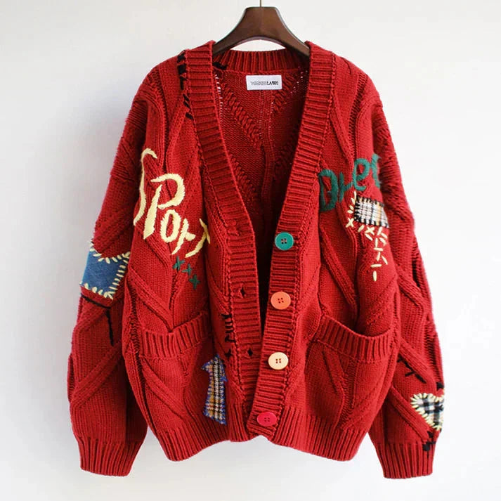 Drune | Strickjacke Mit Patchwork Details