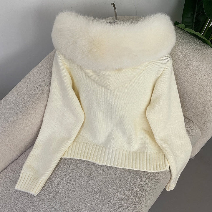 Drune | Eleganter Strickjacke Mit Fellkragen