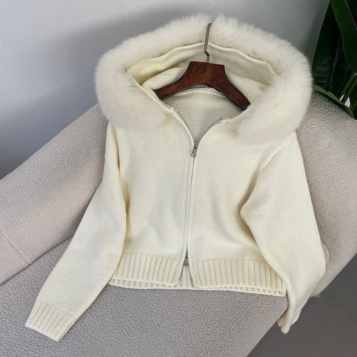 Drune | Eleganter Strickjacke Mit Fellkragen