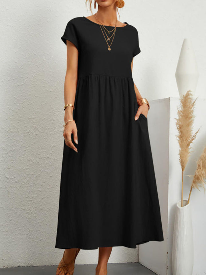 Damen Midikleid mit lässigem Schnitt und seitlichen Taschen W&W Mode