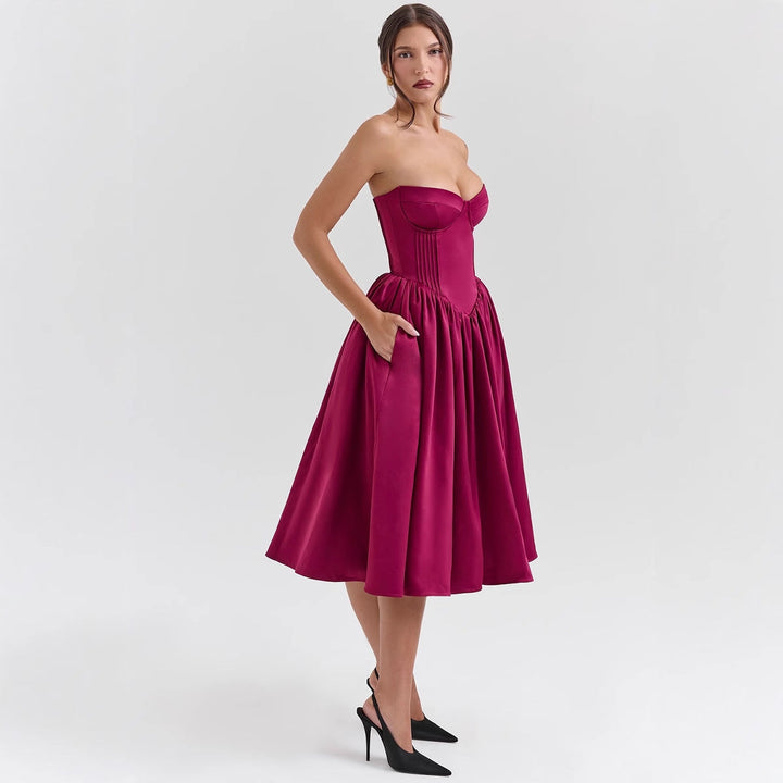 Damen Abendkleid mit strapless Design und voluminösem Rock W&W Mode