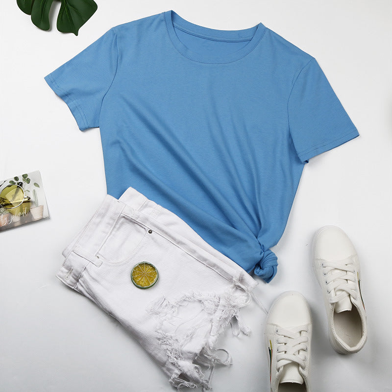 Damen Basic T-Shirt mit lässigem Schnitt und hochwertiger Baumwollqualität W&W Mode
