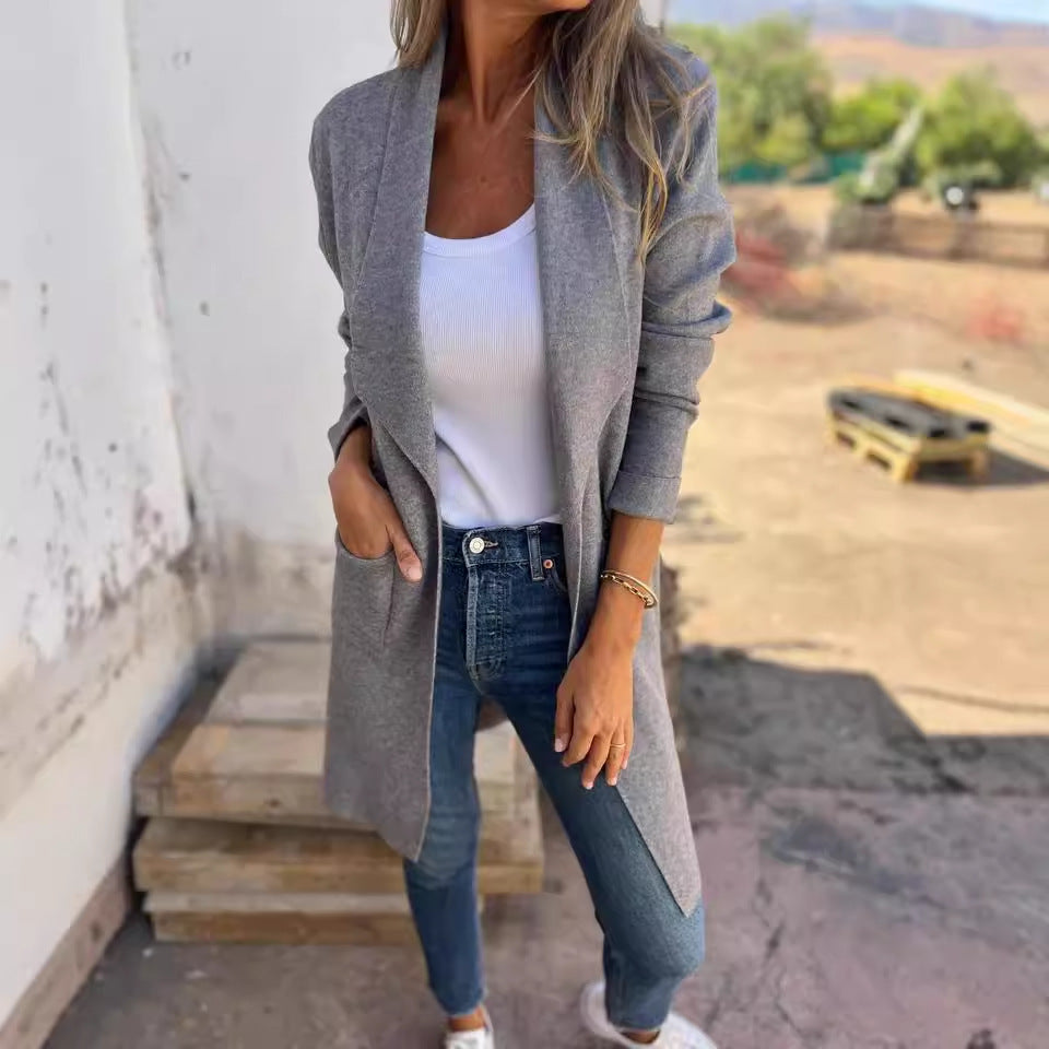 Damen lässige Longjacke mit modernem Schnitt und eleganten Details Drune