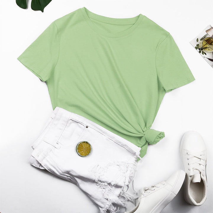 Damen Basic T-Shirt mit lässigem Schnitt und hochwertiger Baumwollqualität W&W Mode