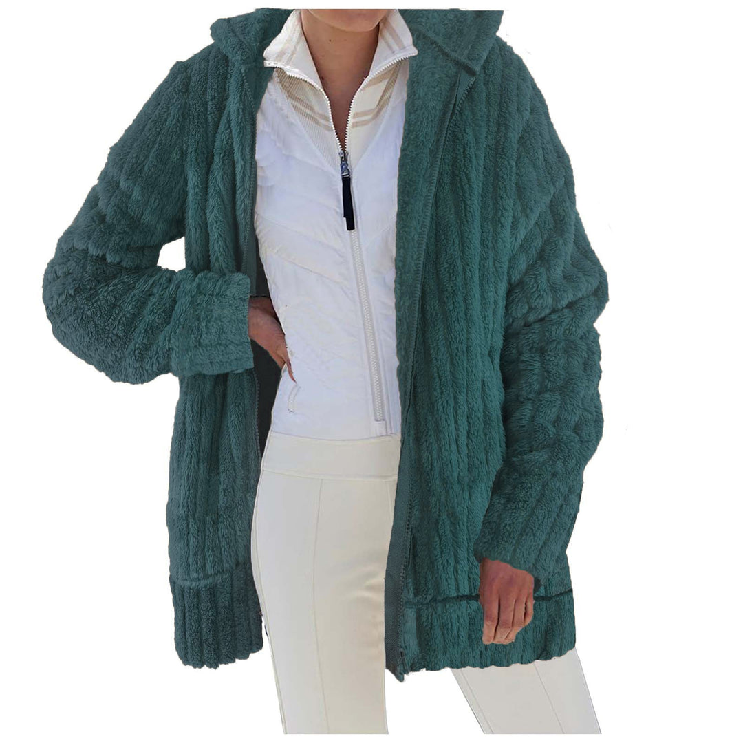 Damen Kuscheljacke mit weichem, strukturiertem Material und hohem Kragen W&W Mode