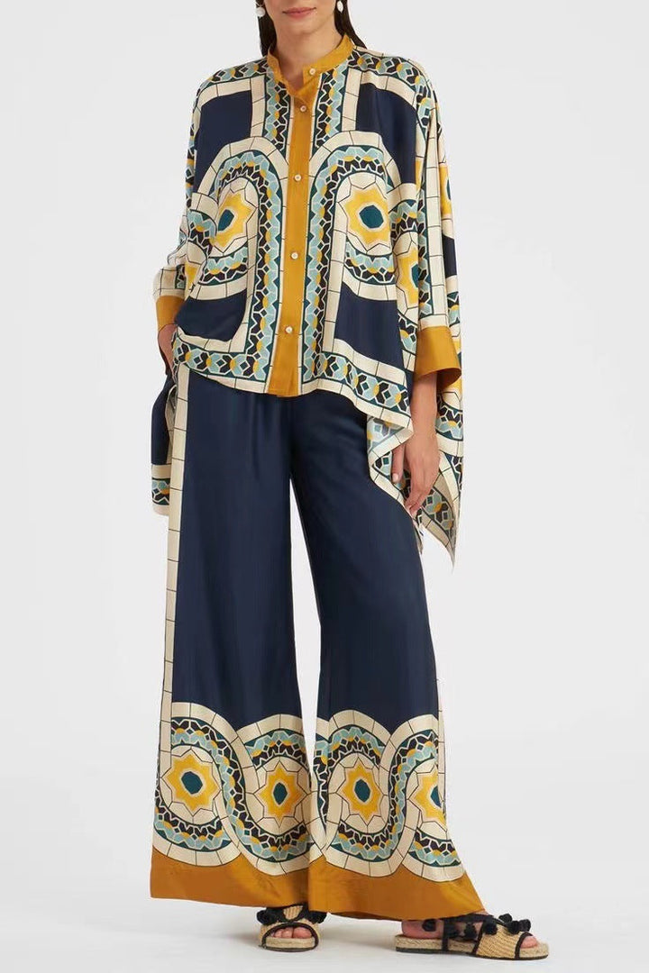 Damen Boho-Set mit Kimono-Oberteil und weit geschnittener Hose